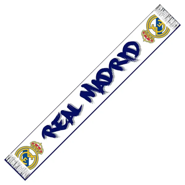 Real Madrid Bufanda Telar Nº32 - Con Licencia Oficial - Blanco - 140x20 cm