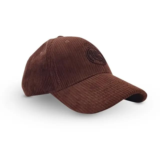 Real Madrid - Gorra Escudo de Pana Marrón Ajustable - Licencia Oficial - Talla Adulto