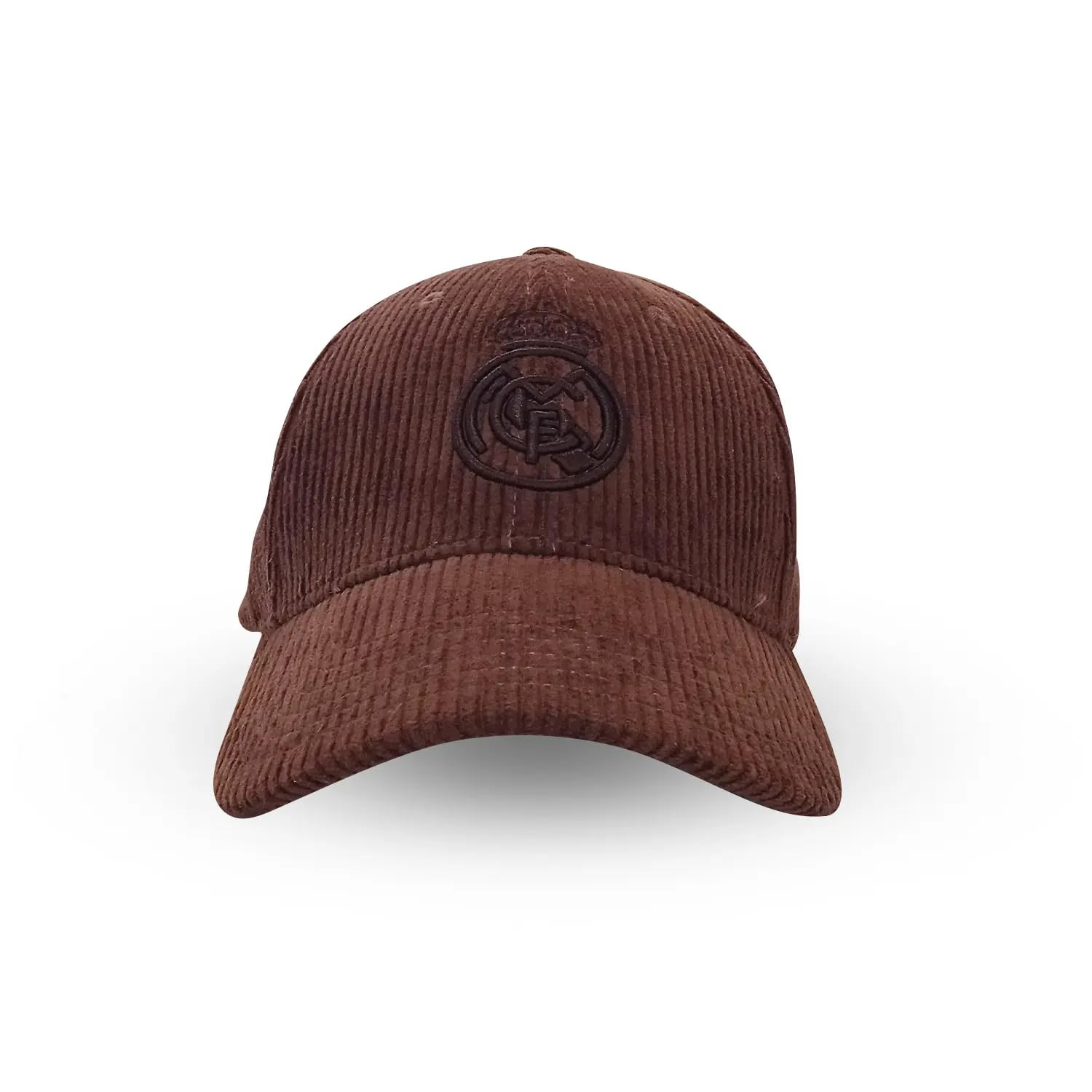 Real Madrid - Gorra Escudo de Pana Marrón Ajustable - Licencia Oficial - Talla Adulto
