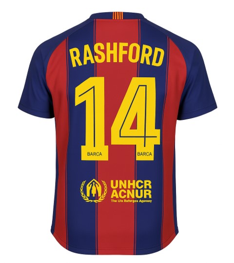 FC Barcelona Conjunto Infantil – Camiseta y Pantalón – Réplica Oficial Autorizada – RASHFORD Dorsal Nº14
