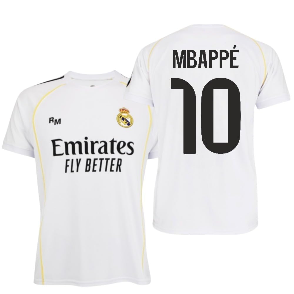 Real Madrid - Réplica Camiseta MBAPPÉ. Dorsal 10 - 1ª EQ 2025-26 - Licencia Oficial - Talla Adulto