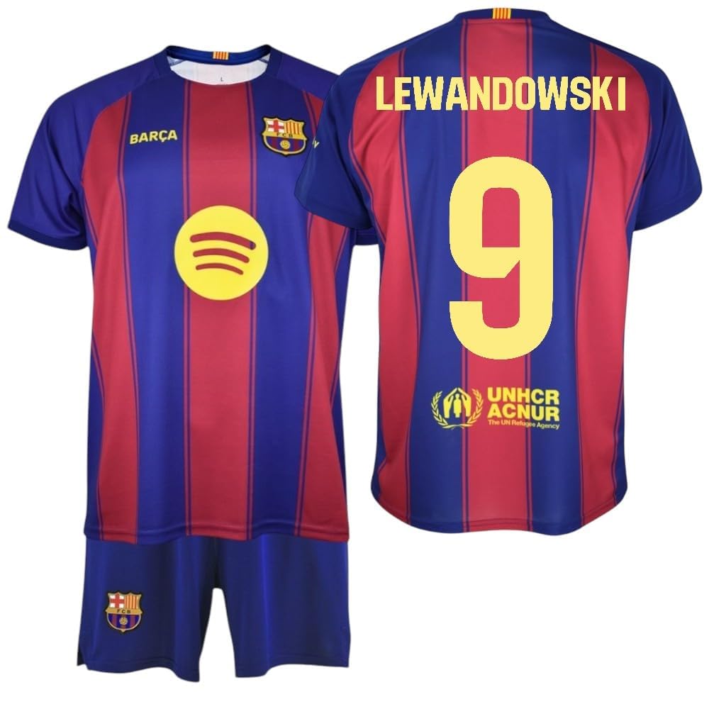 FC Barcelona KIT Infantil 9 LEWANDOWSKI 1ª Equipación 25/26 Réplica Oficial – Conjunto Niño con Camiseta y Pantalón