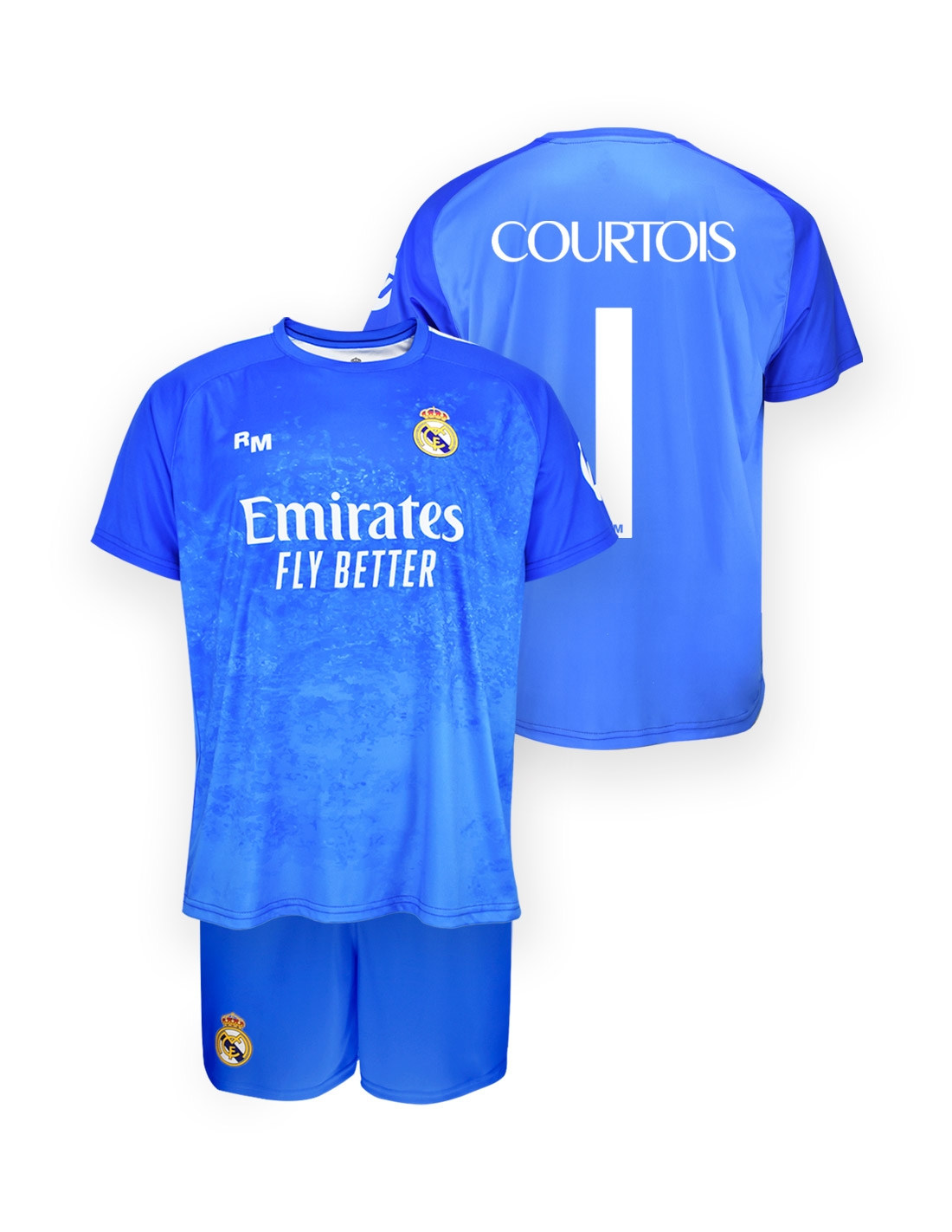 Real Madrid Conjunto Infantil Courtois 25/26 – Equipación Portero Azul (Camiseta + Pantalón) | Réplica Oficial | Nombre COURTOIS y Dorsal 1, Tallas 6 a 14 años