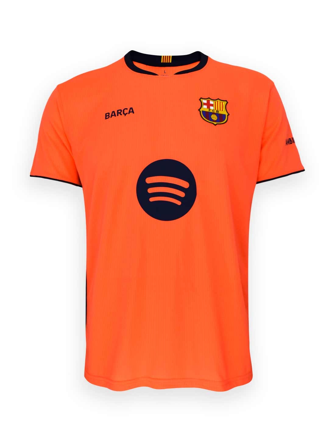 FCB FC Barcelona Conjunto Júnior 3ª Equipación 25/26 – Réplica oficial-Camiseta y Pantalón Corto Niño – Color Salmón/Naranja – Tallas 6 a 14 Años