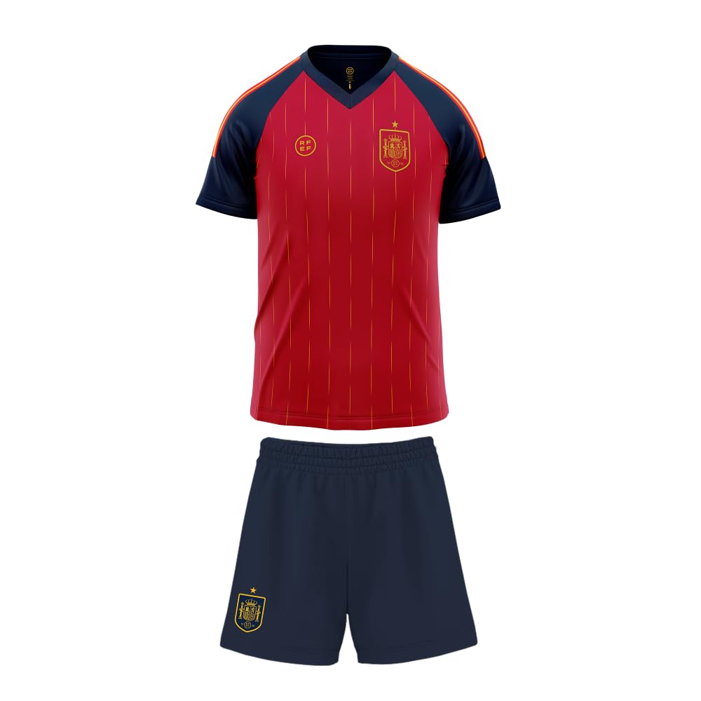 Réplica Oficial de la Primera Equipación de la Selección Española de Fútbol 2026 - Minikit Pantalón y Camiseta de España para Niño Unisex - 100% Poliester Transpirable