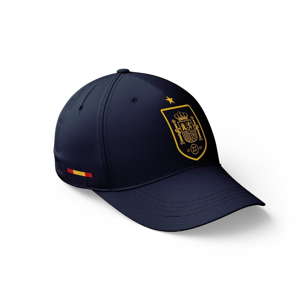 RFEF - Gorra Oficial de la Selección Española Detallado con el Escudo de la Selección Española y la Estrella del Mundial - Talla Adultos- AZUL
