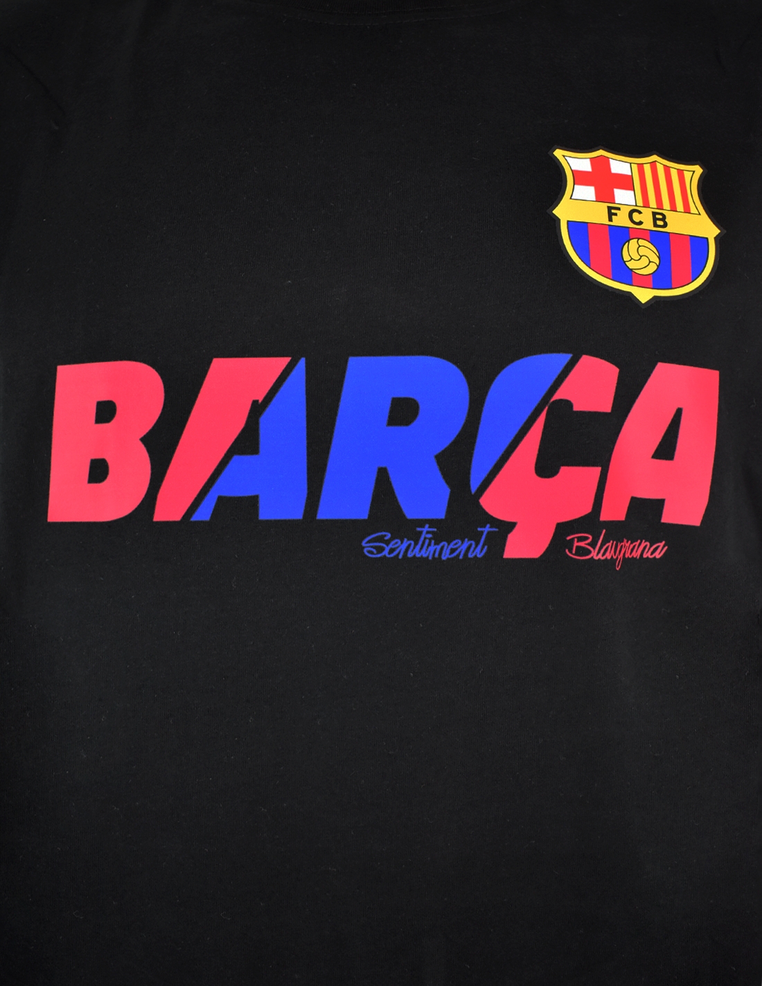 Camiseta FC Barcelona Sentiment Blaugrana Negra 100% algodón - Adulto