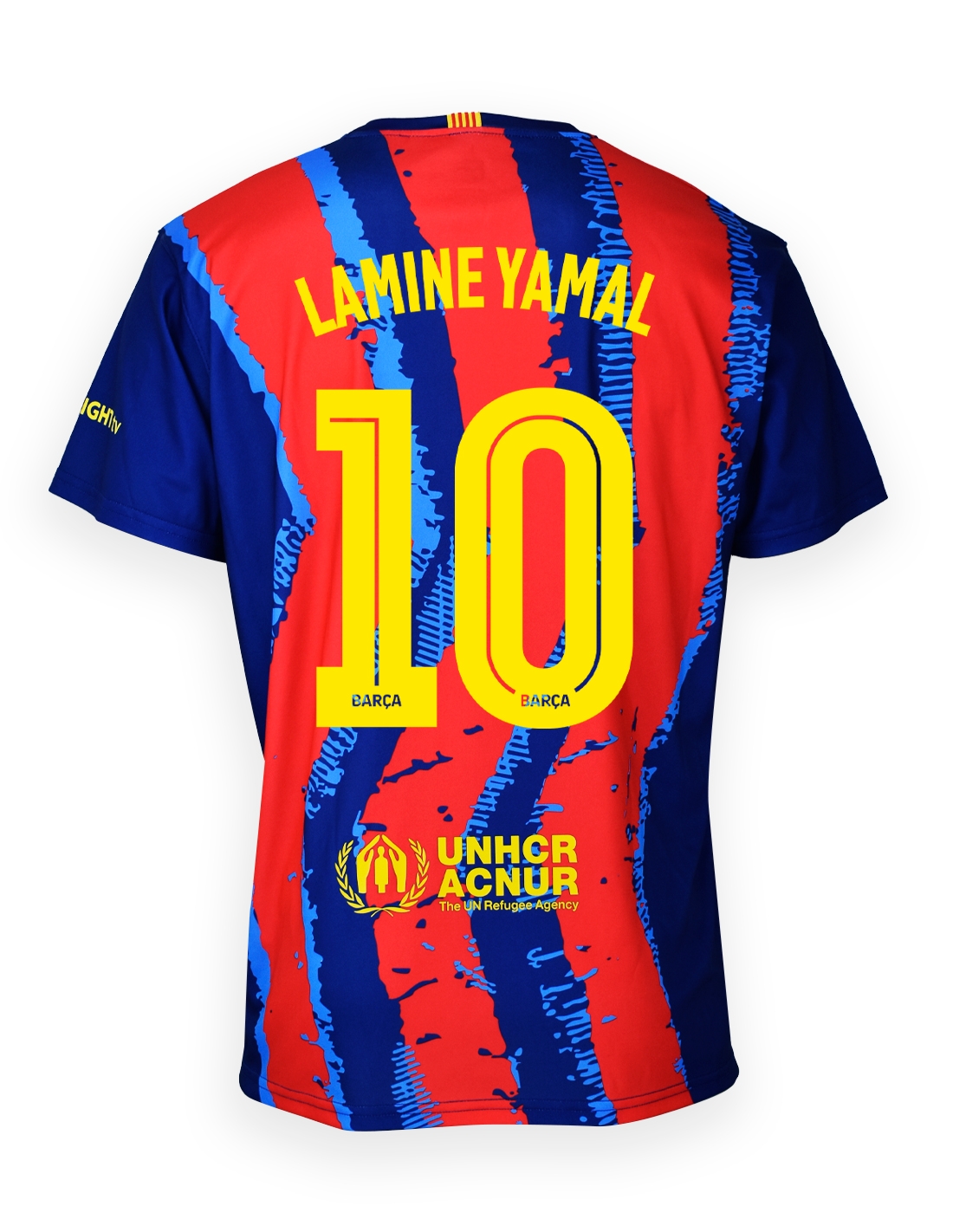 FC Barcelona Conjunto Camiseta y Pantalón Cuarta Equipación Temporada 25/26, Réplica Oficial Lamine Yamal, Unisex Niños,  Blaugrana, Poliéster