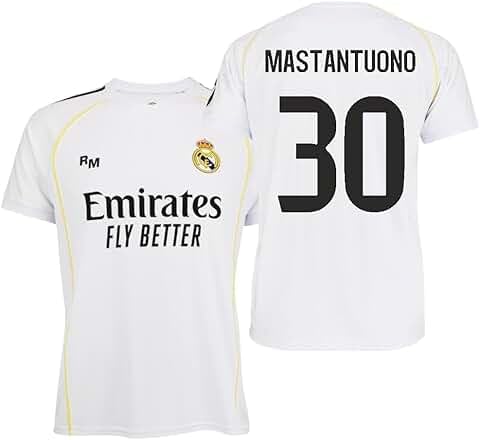 Real Madrid conjunto camiseta y pantalon- Réplica oficial con licencia- MASTANTUONO Nº30- infantil