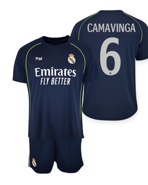 Real Madrid Conjunto Infantil 2ª Equipación 25-26 – Réplica Oficial CAMAVINGA. #6 (Camiseta + Pantalón)